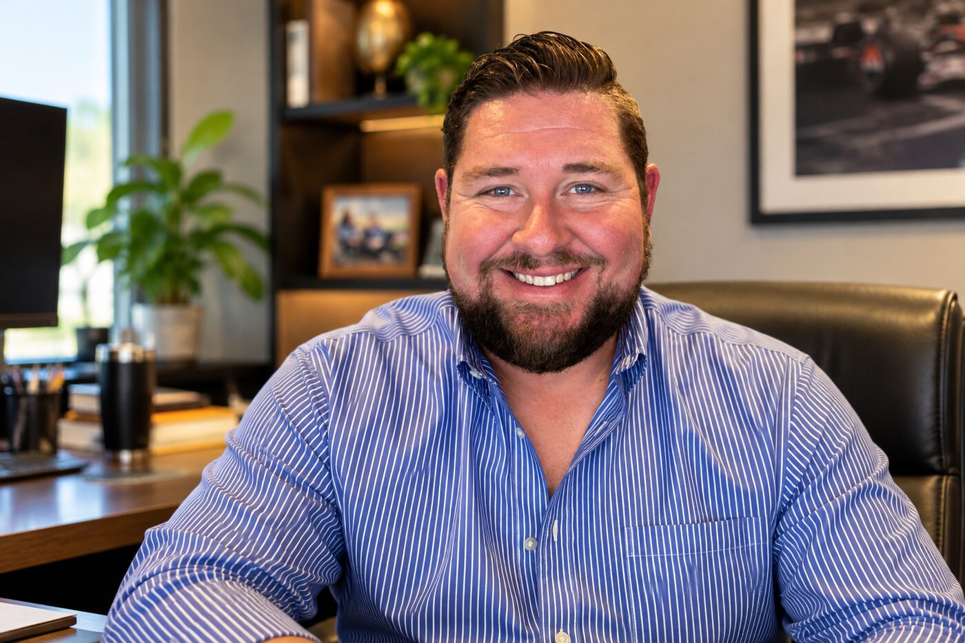 Zechariah D. Pugh III, founder of SteadyMotive, at his office desk